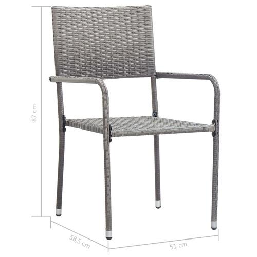 Udendørs spisebordsstole 2 stk. polyrattan grå
