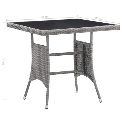 Havebord 80 x 80 x 74 cm polyrattan antracitgrå