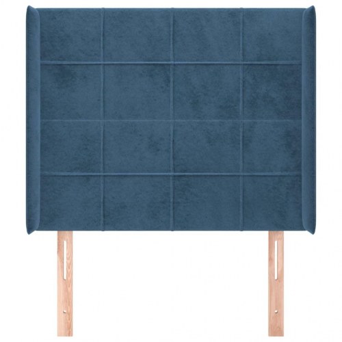 Sengegavl med kanter i fløjl 103 x 16 x 118/128 cm - mørkeblå