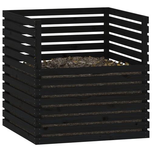 Kompostbeholder 100x100x102 cm massivt fyrretræ sort