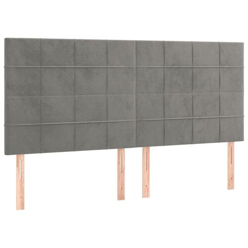 Sengegavle 4 stk. 100x5x78/88 cm fløjl lysegrå