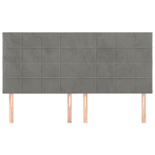 Sengegavle 4 stk. 100x5x78/88 cm fløjl lysegrå