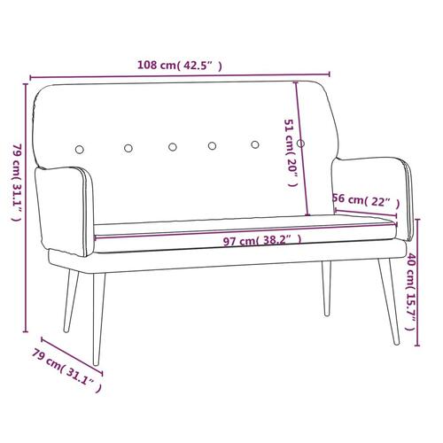 Bænk 108x79x79 cm velour cremefarvet