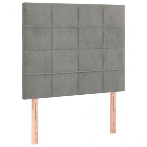 Kontinentalseng med madras 100×200 cm - fløjl, lysegrå