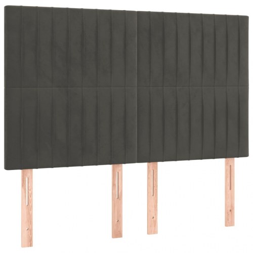 Kontinentalseng med madras 140x190 cm i fløjl - mørkegrå
