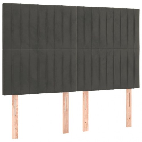 Kontinentalseng med madras 140×190 cm - fløjl, mørkegrå