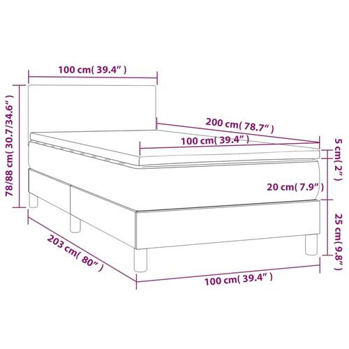 Kontinentalseng med LED-lys 100x200 cm stof gråbrun