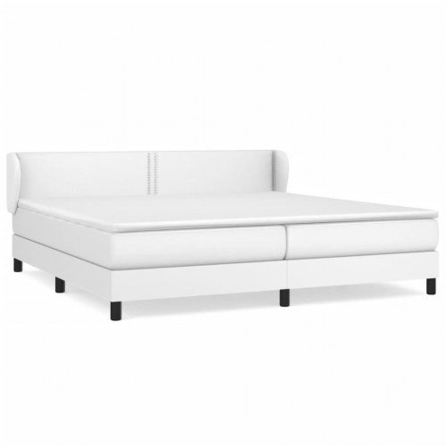 Kontinentalseng med madras 200x200 cm i hvidt kunstlæder
