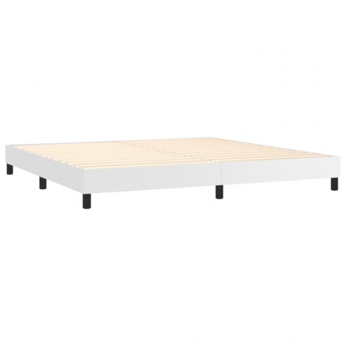 Kontinentalseng med madras 200x200 cm i hvidt kunstlæder