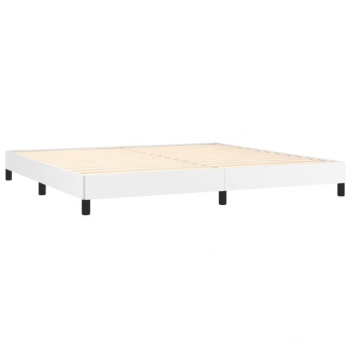 Kontinentalseng med madras 200×200 cm i hvidt kunstlæder