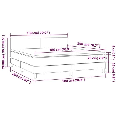 Kontinentalseng med madras 180x200 cm stof cremefarvet