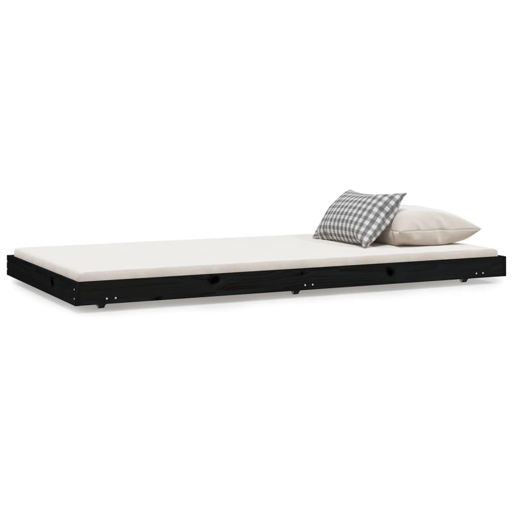 Sengeramme 100x200 cm massivt fyrretræ sort
