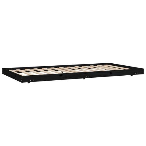 Sengeramme 100x200 cm massivt fyrretræ sort