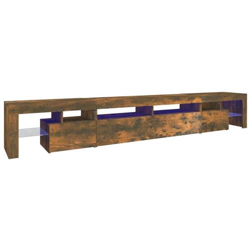 Tv-bord med LED-lys 260x36,5x40 cm røget egetræsfarve