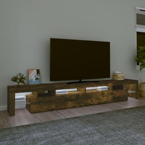 Tv-bord med LED-lys 260x36,5x40 cm røget egetræsfarve