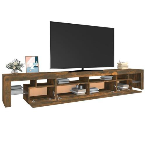 Tv-bord med LED-lys 260x36,5x40 cm røget egetræsfarve