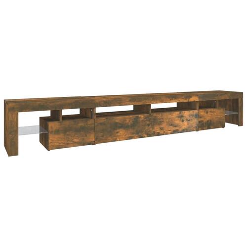 Tv-bord med LED-lys 260x36,5x40 cm røget egetræsfarve
