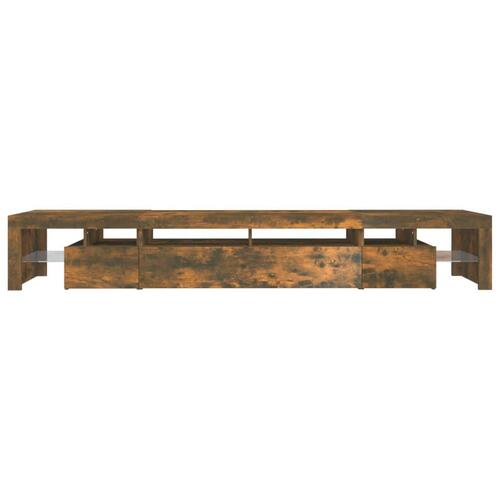 Tv-bord med LED-lys 260x36,5x40 cm røget egetræsfarve