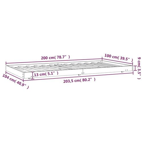 Sengeramme 100x200 cm massivt fyrretræ gyldenbrun