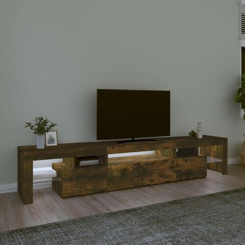 Tv-skab med LED-lys 215x36,5x40 cm røget egetræ