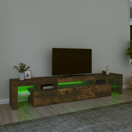 Tv-skab med LED-lys 215x36,5x40 cm røget egetræ