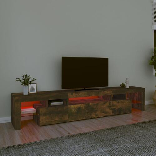 Tv-skab med LED-lys 215x36,5x40 cm røget egetræ