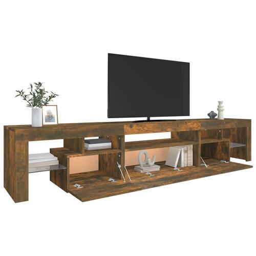Tv-skab med LED-lys 215x36,5x40 cm røget egetræ