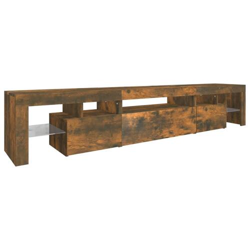 Tv-skab med LED-lys 215x36,5x40 cm røget egetræ