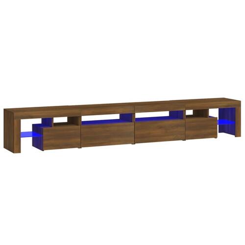 Tv-skab med LED-lys 260x36,5x40 cm brun egetræ