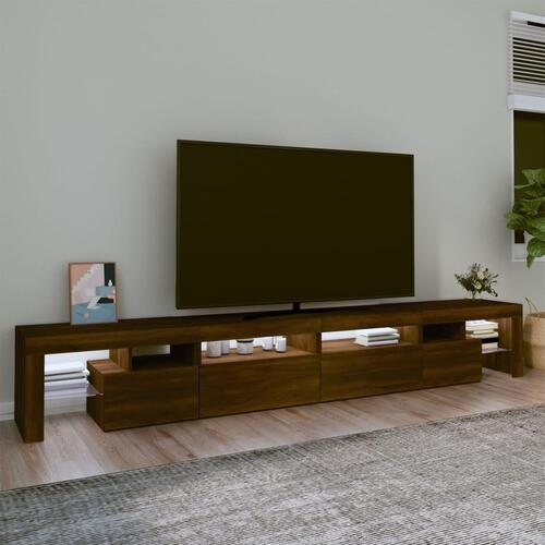 Tv-skab med LED-lys 260x36,5x40 cm brun egetræ