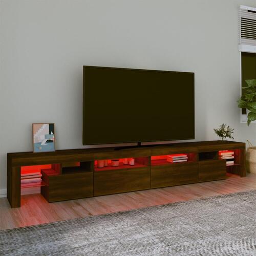 Tv-skab med LED-lys 260x36,5x40 cm brun egetræ
