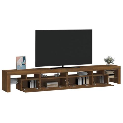 Tv-skab med LED-lys 260x36,5x40 cm brun egetræ