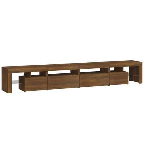 Tv-skab med LED-lys 260x36,5x40 cm brun egetræ