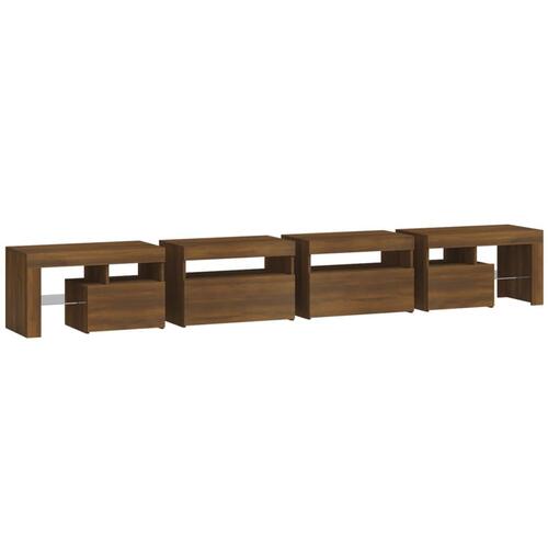 Tv-skab med LED-lys 260x36,5x40 cm brun egetræ