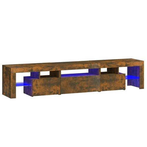 Tv-skab med LED-lys 200x36,5x40 cm røget egetræ