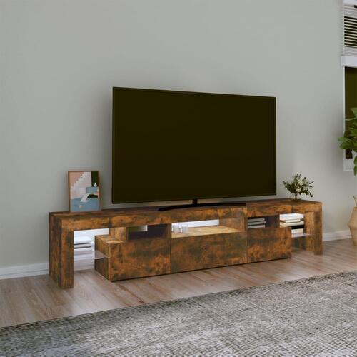 Tv-skab med LED-lys 200x36,5x40 cm røget egetræ