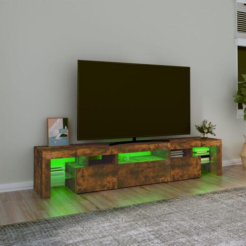 Tv-skab med LED-lys 200x36,5x40 cm røget egetræ