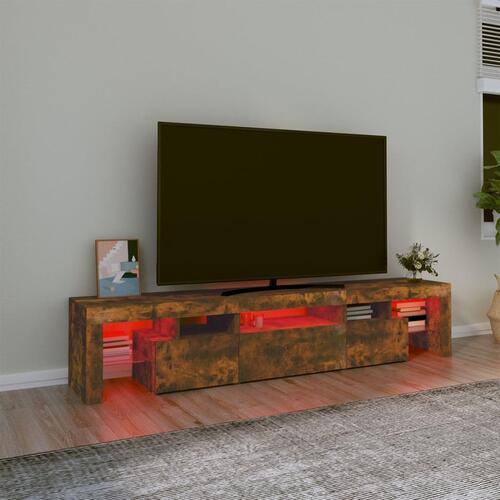 Tv-skab med LED-lys 200x36,5x40 cm røget egetræ