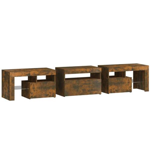 Tv-skab med LED-lys 200x36,5x40 cm røget egetræ