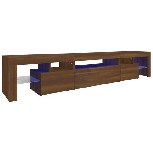 Tv-skab med LED-lys 215x36,5x40 cm brun egetræ