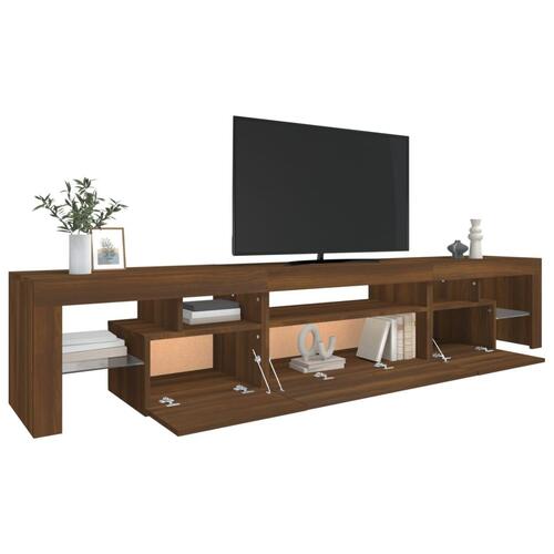 Tv-skab med LED-lys 215x36,5x40 cm brun egetræ