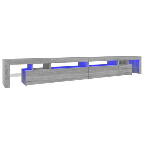 Tv-bord med LED-lys 290x36,5x40 cm grå sonoma-eg