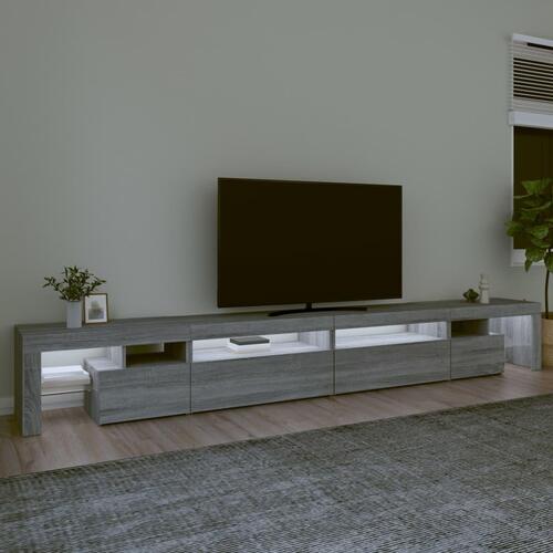 Tv-bord med LED-lys 290x36,5x40 cm grå sonoma-eg