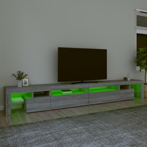 Tv-bord med LED-lys 290x36,5x40 cm grå sonoma-eg