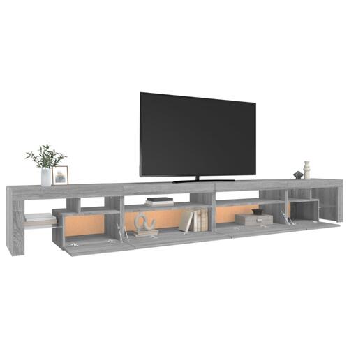 Tv-bord med LED-lys 290x36,5x40 cm grå sonoma-eg