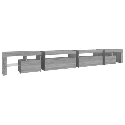 Tv-bord med LED-lys 290x36,5x40 cm grå sonoma-eg