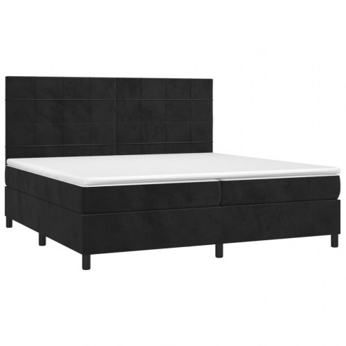 Kontinentalseng med madras 200×200 cm - fløjl, sort