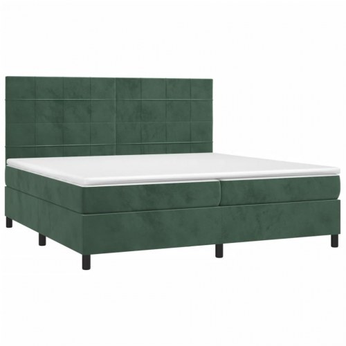 Kontinentalseng med madras 200x200 cm i fløjl - mørkegrøn