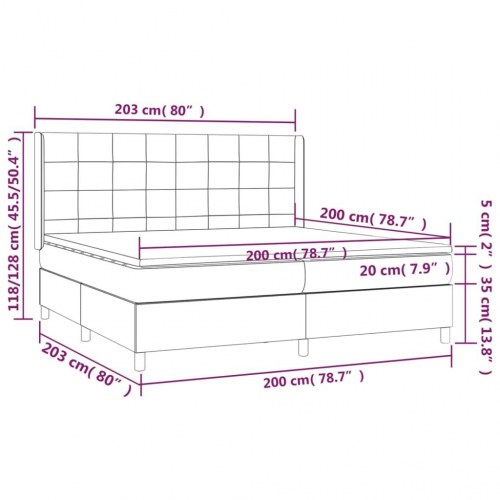 Kontinentalseng med madras 200×200 cm - fløjl, sort