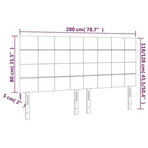 Sengegavl med LED-lys 200x5x118/128 cm fløjl mørkegrøn